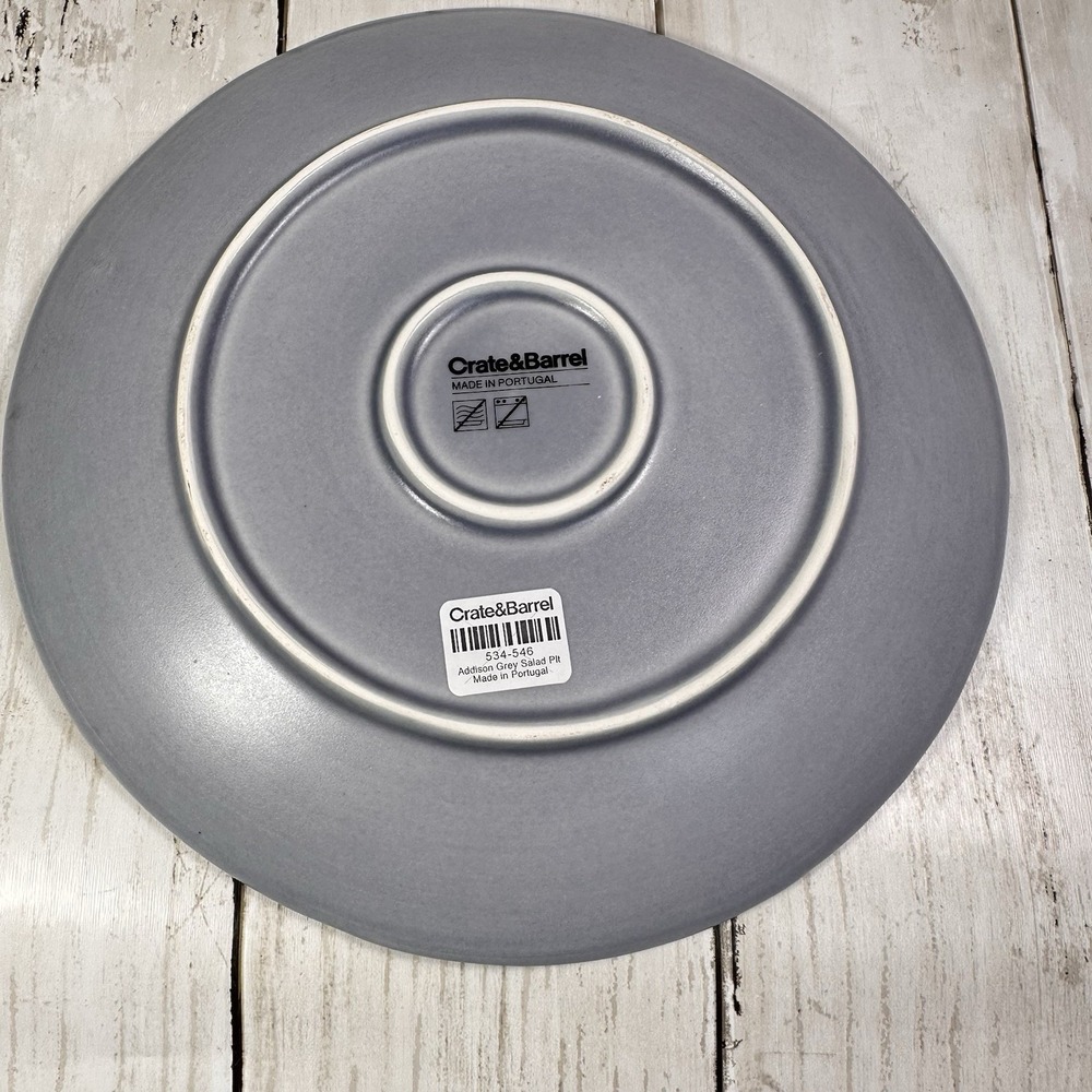 Crate & Barrel Salad‎ Luncheon Plate Addison Gray Gold Rim Boho Glam Casual - Picture 2 of 16